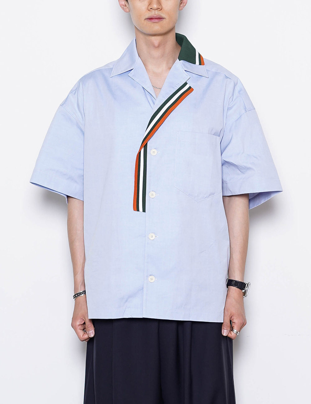22SCM-B06114 S/S Oversized Shirt (Sax Blue)