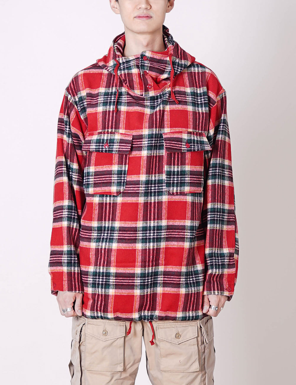 Cagoule Shirt (Red Green Poly Wool Plaid)