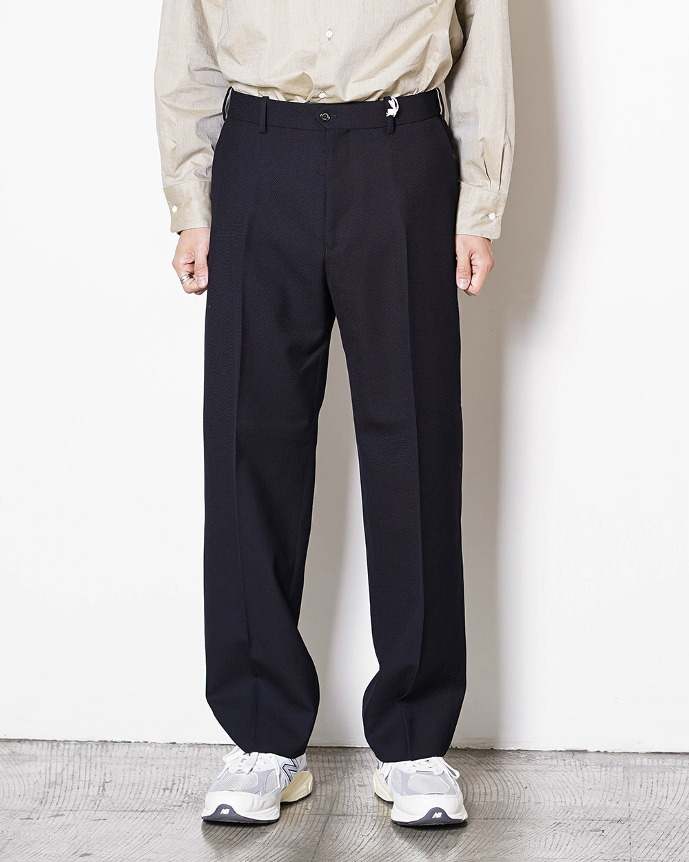 Organic Wool Survival Cloth Flat Front Trousers (Black)