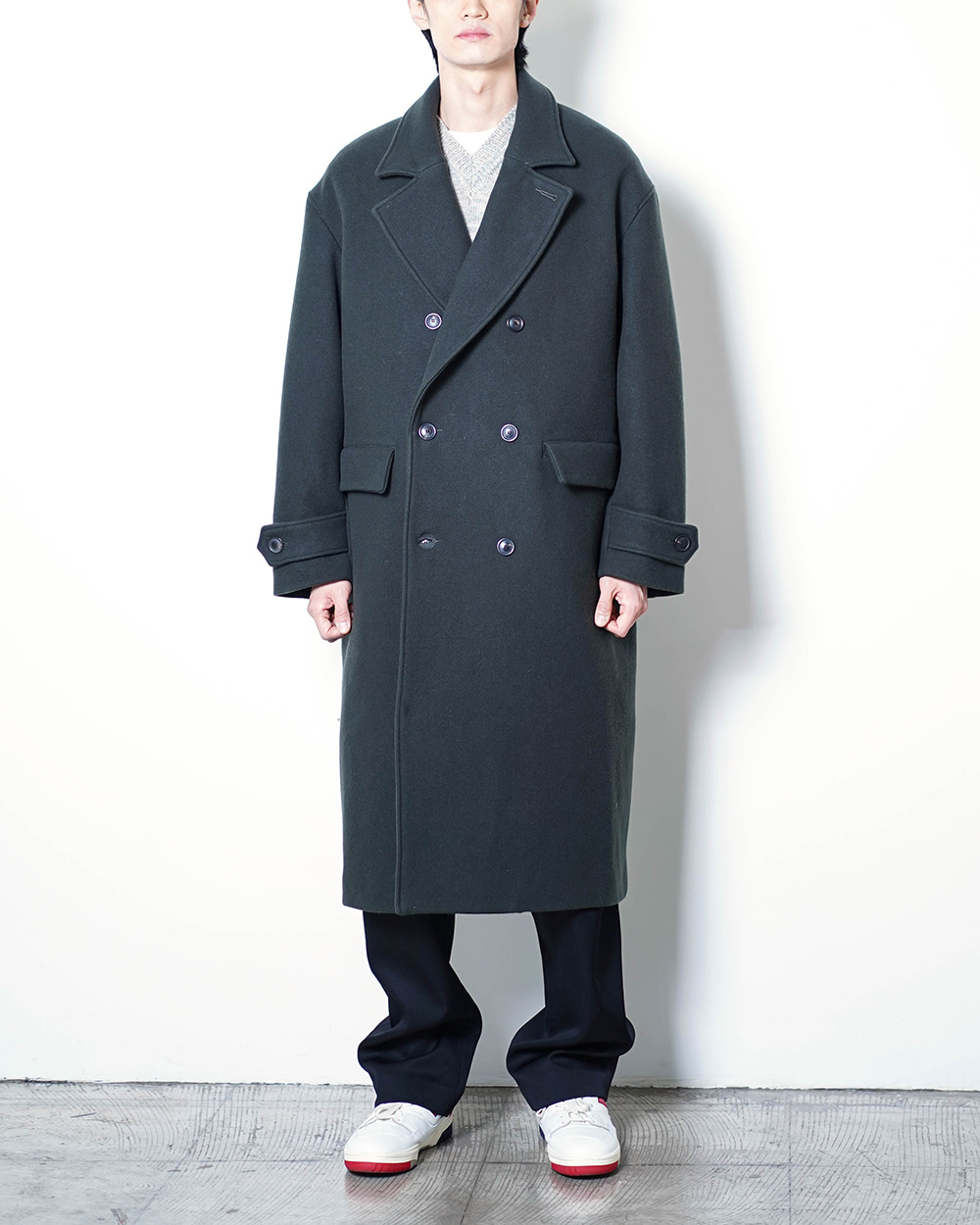 Double Breasted Overcoat (Dark Military Green)