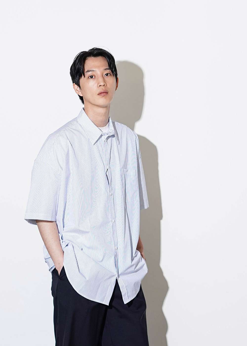 Atelier Made - Short Sleeve Shirts (White x Blue)