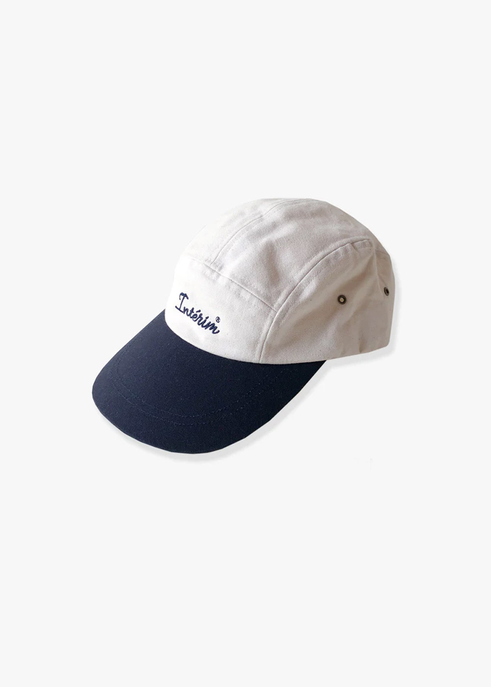 Embroidery Oxford 5 Panel Cap (Natural/Navy)