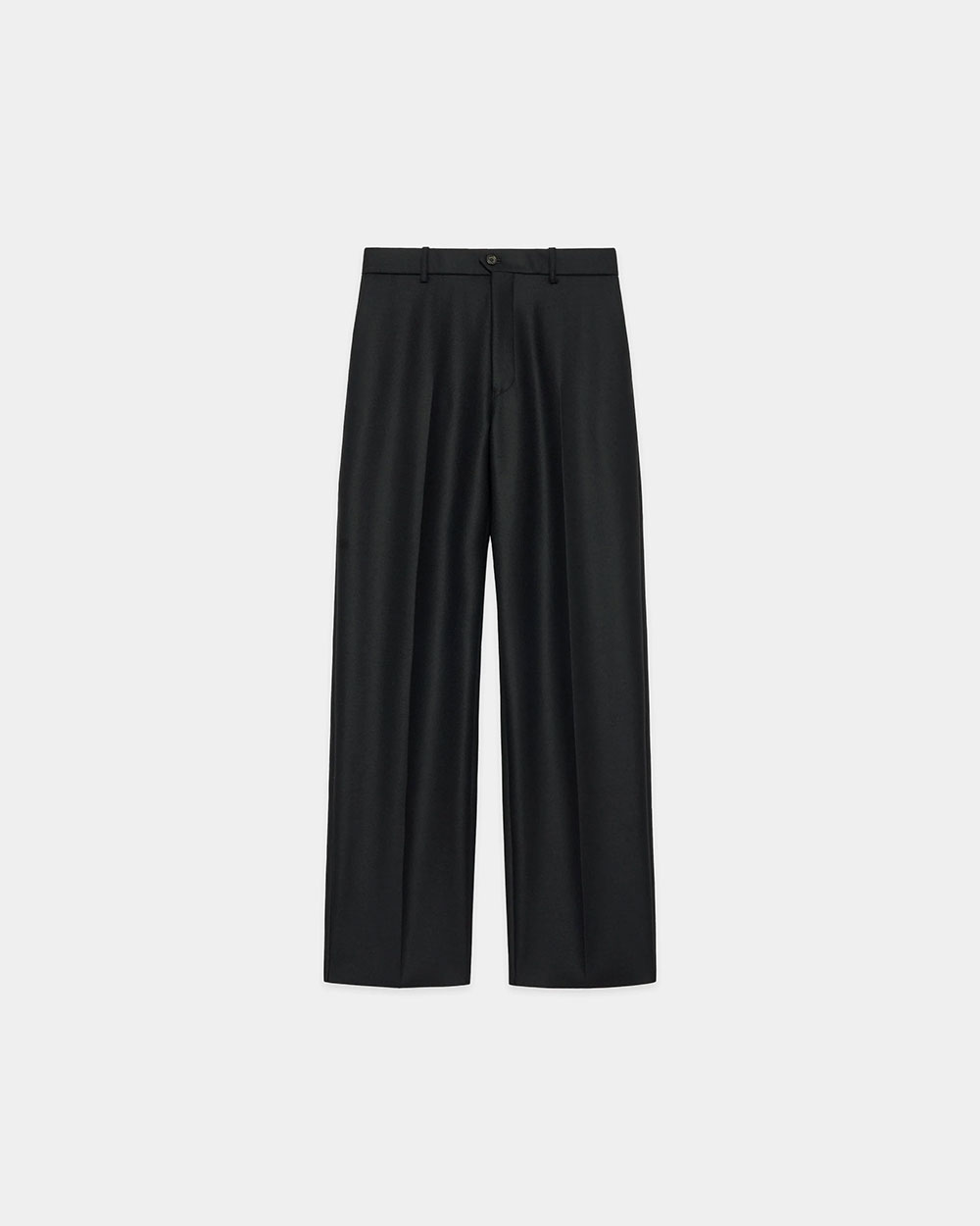 Organic Wool Circular Flannel Flat Front Trousers (Black)