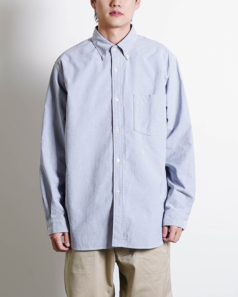 Button Down Wind Shirt (Grayish Navy)