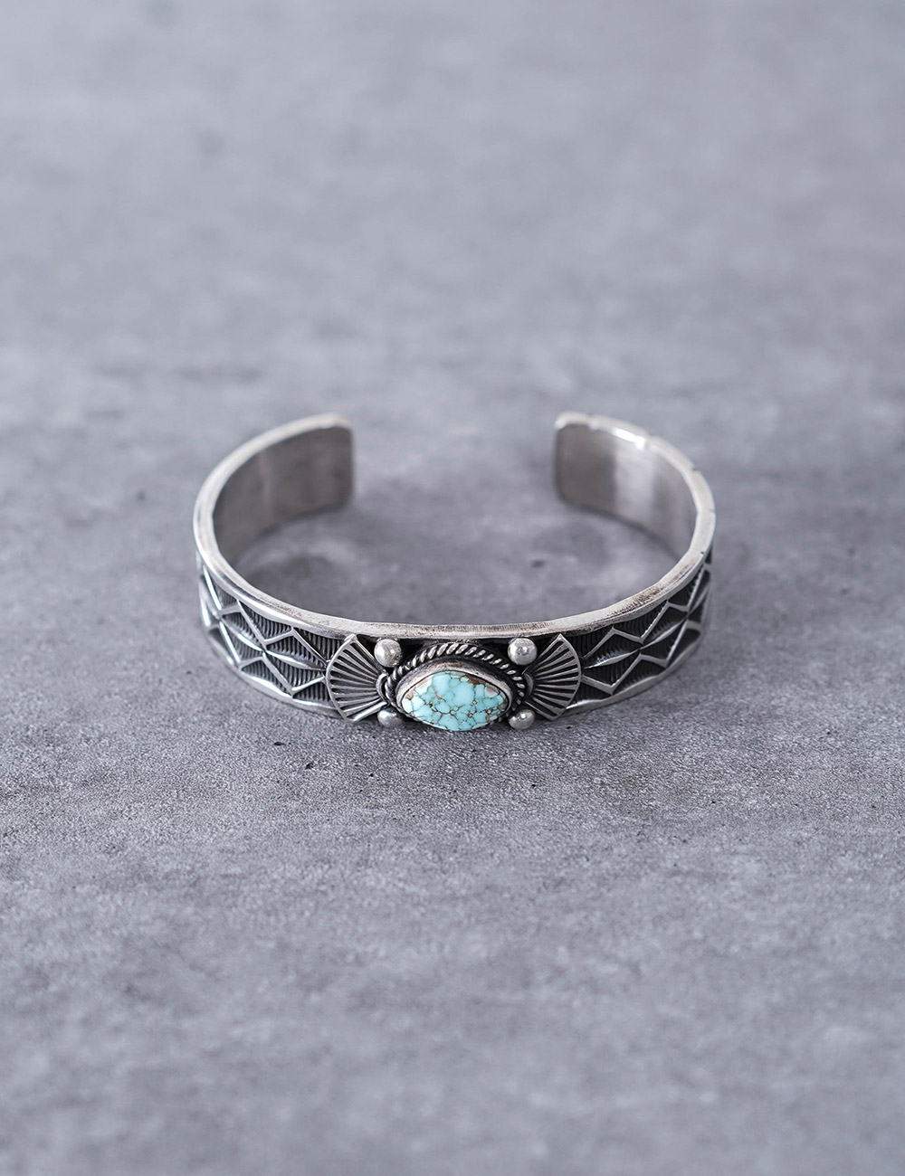 NATIVE AMERICAN JEWELRY : Andy Cadman Silver w/Turquoise Bracelet