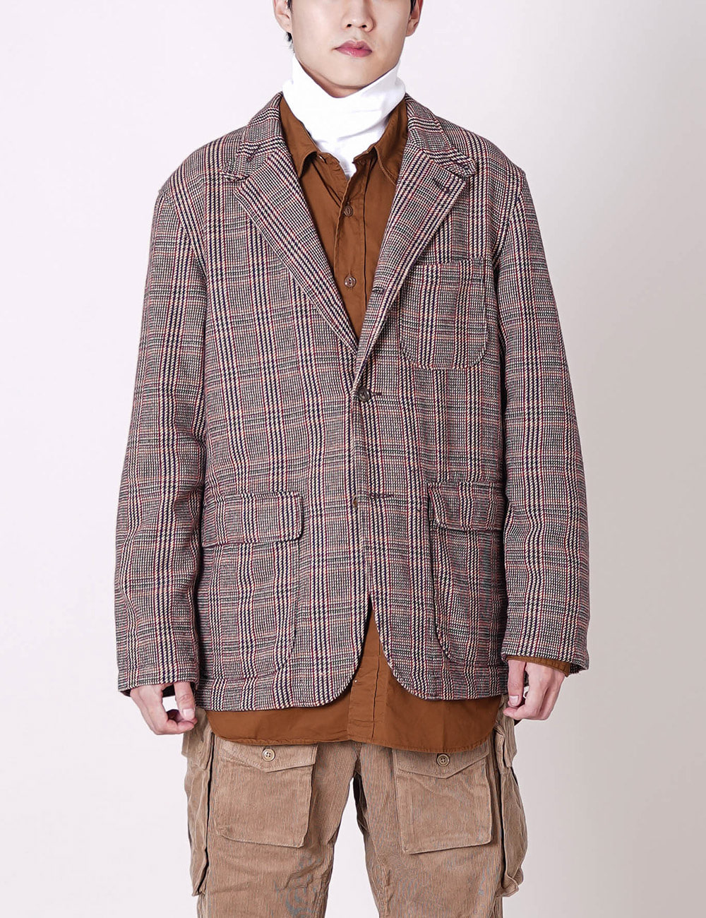 Engineered Garments : Loiter Jacket (Brown/Orange Wool Poly Glen Plaid)