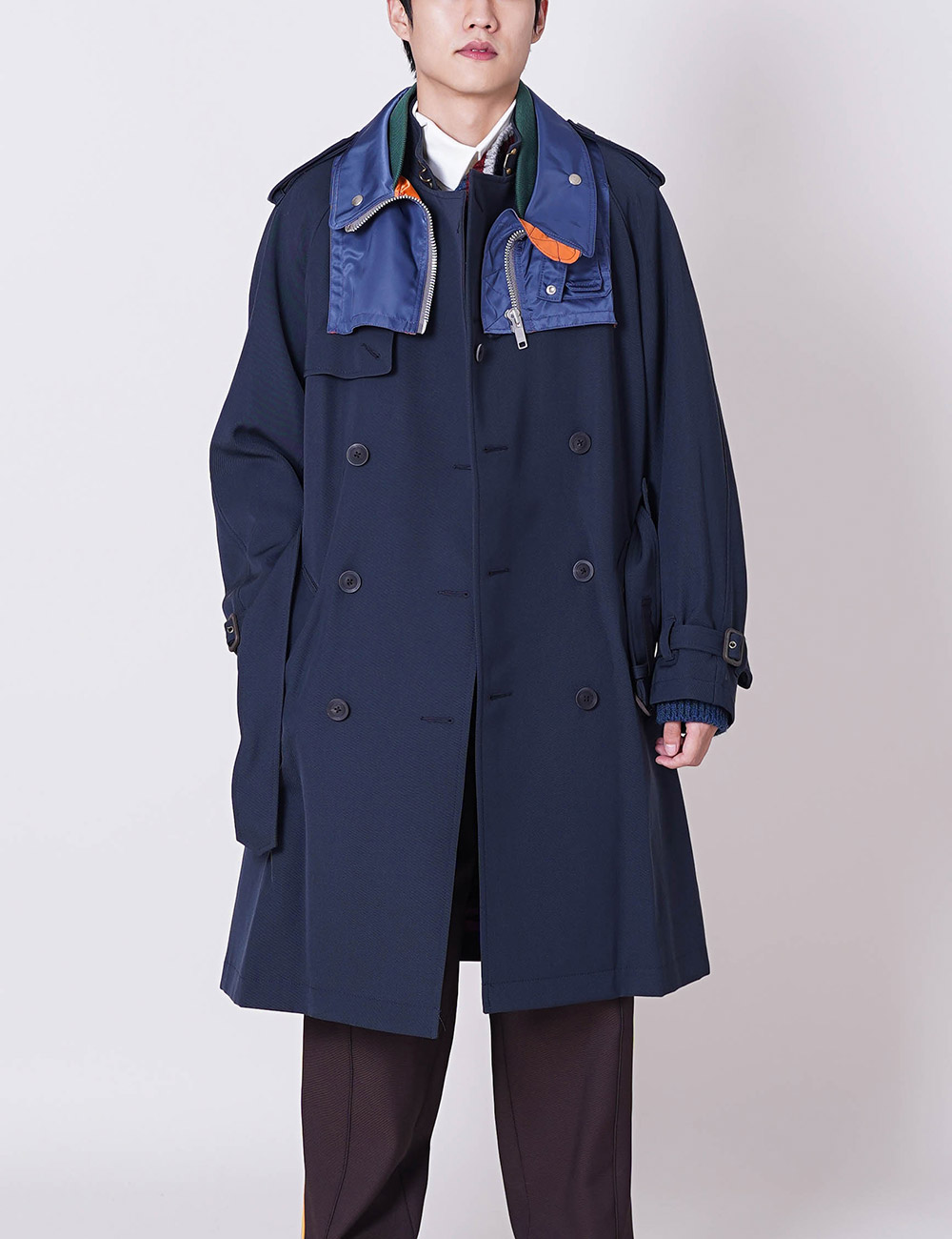 kolor : 21WCM-C03103 LAYERED TRENCH COAT (DUSTY BLUE)