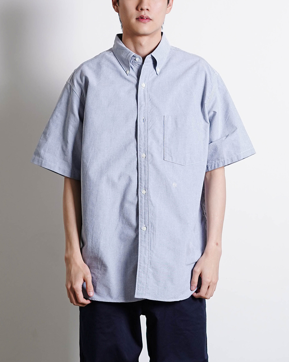 Button Down Wind H/S Shirt (Grayish Navy)
